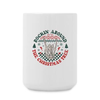 Pommesgabel Ugly Christmas Heavy Metal XMAS Rocker - Große Tasse 440 ml - Weiß - Vorne