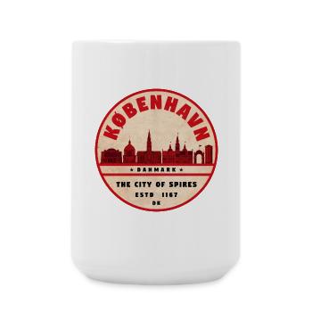 København Retro Stadt Silhouette - Große Tasse 440 ml - Weiß - Vorne