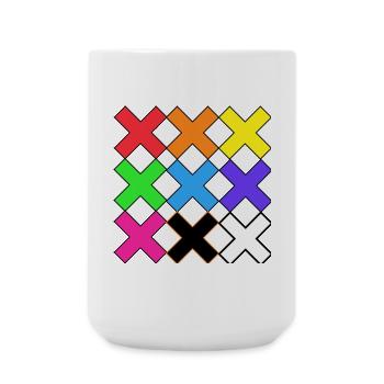 Bunte X Muster auf Schwarz Farben X - Große Tasse 440 ml - Weiß - Vorne