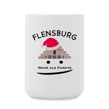 Weihnachten Flensburg Nordertor, ,mehr als Punkte - Große Tasse 440 ml - Weiß - Vorne