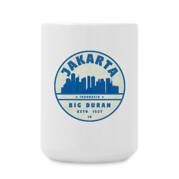 Jakarta Skyline Round Logo Blue White - Large Mug 440 ml - white - Front