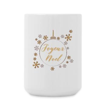 Weihnachtskugel "Frohe Weihnachten" - Große Tasse 440 ml - Weiß - Vorne