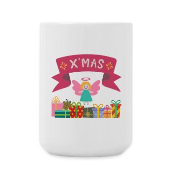 XMAS Engel mit Geschenken - Große Tasse 440 ml - Weiß - Vorne