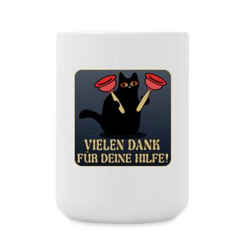 DANKE KATZEN SANITÄRANLAGEN KLEMPNER - Große Tasse 440 ml - Weiß - Vorne