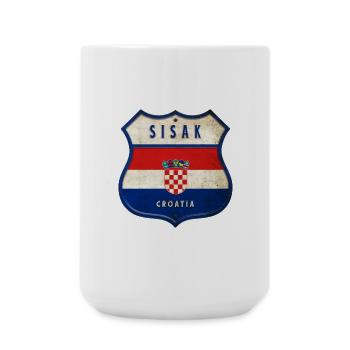 Sisak Croatie Drapeaux Design d'armoiries - Grande tasse 440 ml - blanc - Devant
