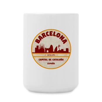 Barcelona Skyline Vintage Emblem - Large Mug 440 ml - white - Front