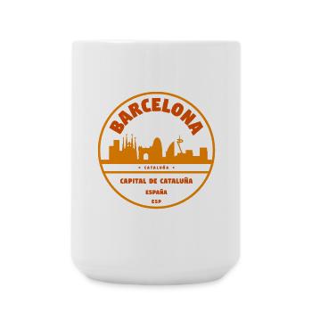 Barcelona Skyline Emblem - Große Tasse 440 ml - Weiß - Vorne