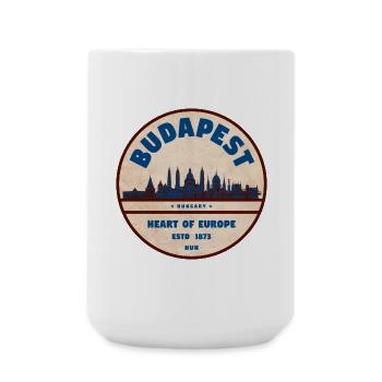 Budapest Herz Europas Vintage Badge - Große Tasse 440 ml - Weiß - Vorne