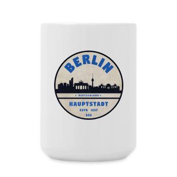 Berlin Skyline Badge Vintage - Grande tasse 440 ml - blanc - Devant