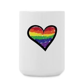 Rainbow Heart Bisexual Lgbt Sexuality Gay - Large Mug 440 ml - white - Front