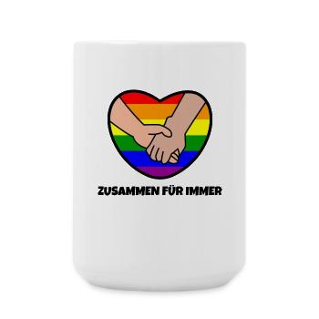 Homo Lgbt Herz Beziehung Regenbogen Statement - Große Tasse 440 ml - Weiß - Vorne