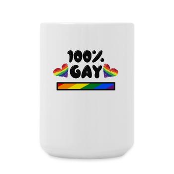 Gay Pride Heart Rainbow Lgbt Statement Homo - Large Mug 440 ml - white - Front