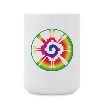 Galactic Butterfly Hunab Ku - aztec symbol - Large Mug 440 ml - white - Front