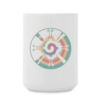 Galactic Butterfly Hunab Ku - aztec symbol - Large Mug 440 ml - white - Front