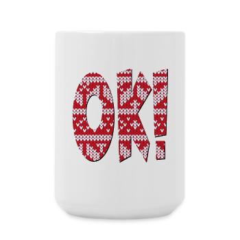 KNITTING PATTERNS OK - APPROVAL SAYINGS - Large Mug 440 ml - white - Front
