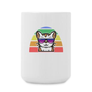 LGBT Cool Cat Arc-en-ciel Fierté des droits de l’homme - Grande tasse 440 ml - blanc - Devant