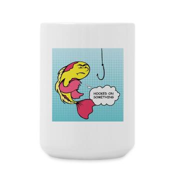 Pop Art : Poissons Accrocs Humour - Grande tasse 440 ml - blanc - Devant