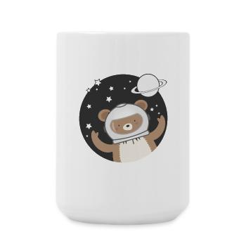 cute astronaut bear in comic style - Large Mug 440 ml - white - Front