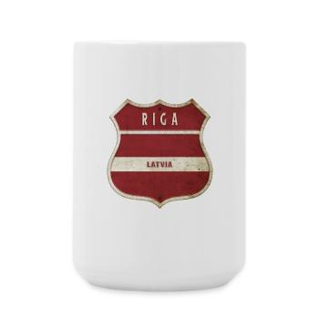 Design du drapeau des armoiries de Riga, Lettonie - Grande tasse 440 ml - blanc - Devant