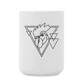 Rooster in Geometric Shape - Line Art Design - Large Mug 440 ml - white - Front