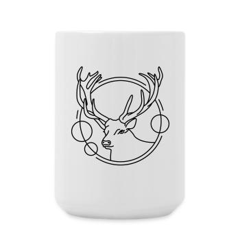 Deer in Geometric Shape - Line Art Design - Large Mug 440 ml - white - Front