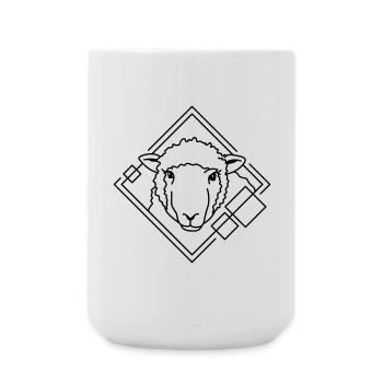 Sheep in Geometric Shape - Line Art Design - Large Mug 440 ml - white - Front