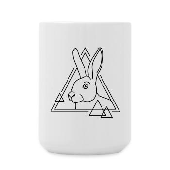 Rabbit in geometric shape - line art design - Large Mug 440 ml - white - Front