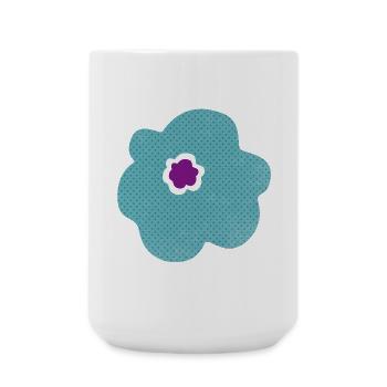 Blume skandinavisch Dekoration Punkte Blüte Flower - Große Tasse 440 ml - Weiß - Vorne