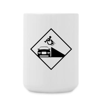 Wheelchair user jumps over a ramp # - Large Mug 440 ml - white - Front