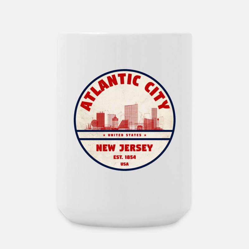 Atlantic City Skyline Retro Emblem - Große Tasse 440 ml - Weiß