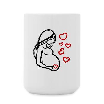 Coeur Grossesse Bébé Ventre Déclaration Enceinte - Grande tasse 440 ml - blanc - Devant