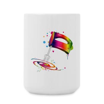 Hand mixer in bright rainbow colours - Large Mug 440 ml - white - Front