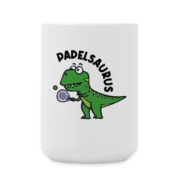 Dinosaurier Padel Spieler Schläger Ball Spruch - Große Tasse 440 ml - Weiß - Vorne