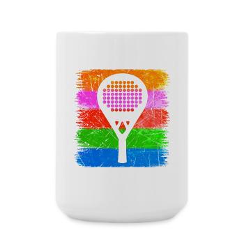 Schläger Sportart Padelspiel Tennis Aufschlag - Große Tasse 440 ml - Weiß - Vorne