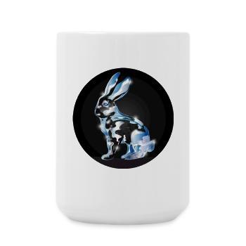 gläsernes Kaninchen koloriert im Glas Look - Große Tasse 440 ml - Weiß - Vorne
