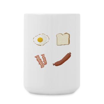 Pixelfrühstück Platte - Große Tasse 440 ml - Weiß - Vorne