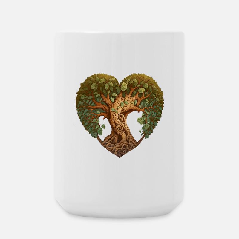 Baum in einer Herzform, Herzbaum, Herz der Natur - Große Tasse 440 ml - Weiß