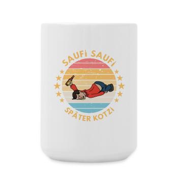 Lustiger Bier Alk Retro Malle JGA Mallorca Spruch - Große Tasse 440 ml - Weiß - Vorne