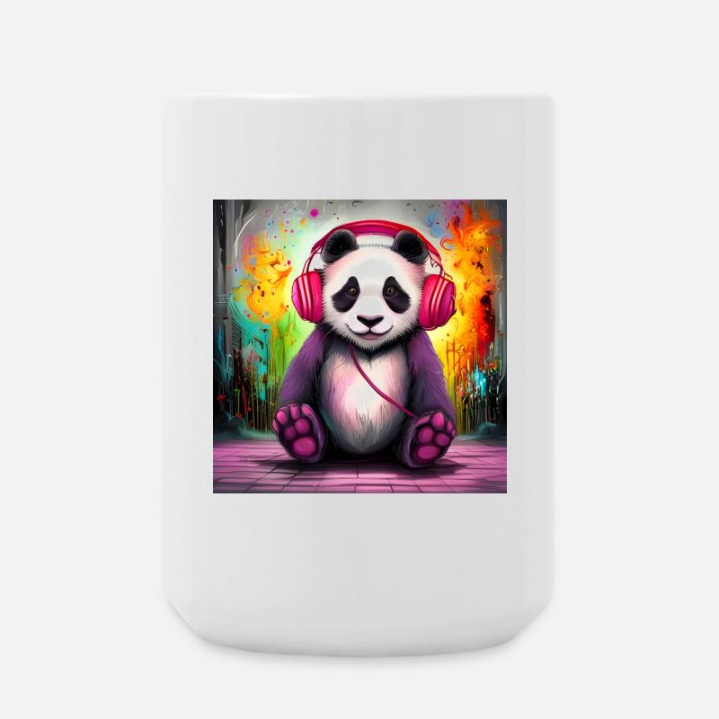 Panda DJ mit bunten Kopfhörern - Große Tasse 440 ml - Weiß