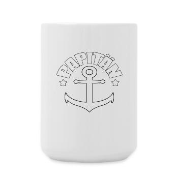 PAPITÄN * Vater * Papa * Anker * Geschenkidee - Große Tasse 440 ml - Weiß - Vorne