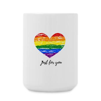 Regenbogen Herz im Vintage Pride Style  Kurzbeschr - Große Tasse 440 ml - Weiß - Vorne