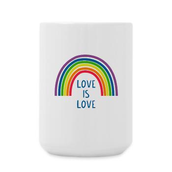 Love Is Love Regenbogen Pride Motiv - Große Tasse 440 ml - Weiß - Vorne