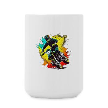 Motocross Farbexplosion - Große Tasse 440 ml - Weiß - Vorne