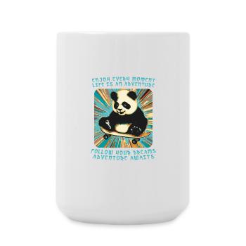 Panda's Adventure on Wheels - Large Mug 440 ml - white - Front