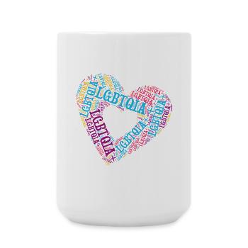 LGBTQIA+ Double Heart Word Cloud Gay Pride T-Shirt - Große Tasse 440 ml - Weiß - Vorne
