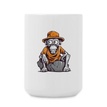 Skull Affe mit Hut und T-Shirt - Große Tasse 440 ml - Weiß - Vorne