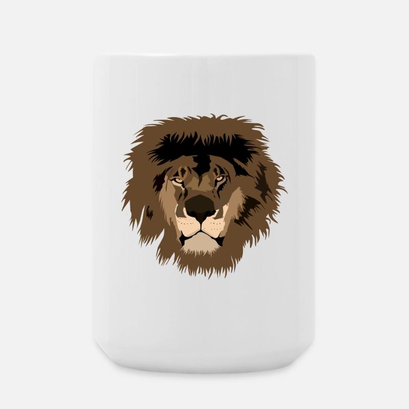 Lion head illustration with wild mane - Large Mug 440 ml - white