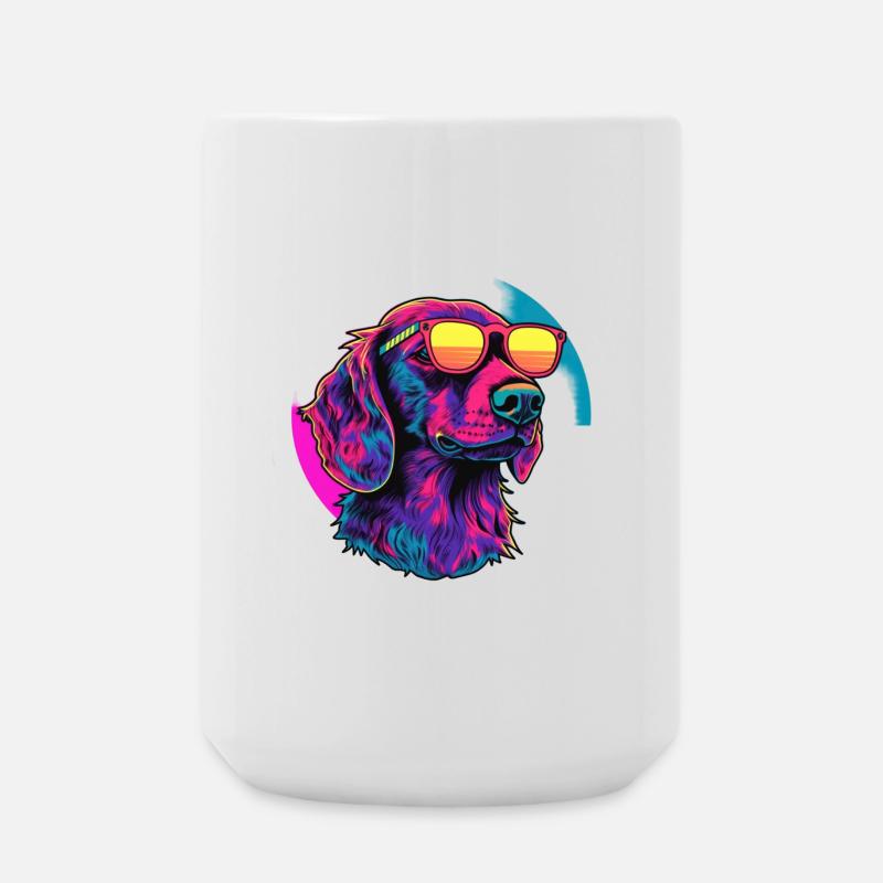 Neon Hund mit Sonnenbrille - Große Tasse 440 ml - Weiß