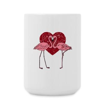 Flamingos in love in pink heart - Large Mug 440 ml - white - Front
