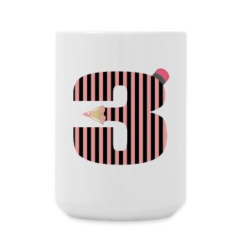 CRAYONS THREE-YEAR-OLD NUMBER 3 THREE - Large Mug 440 ml - white - Front